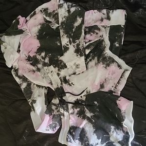 Tie Dye Hoodie Shorts Set